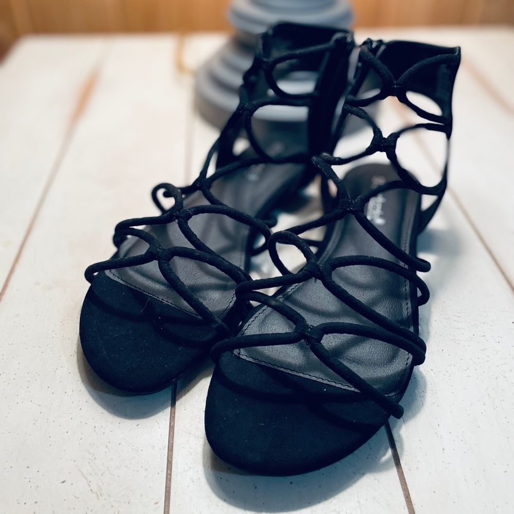 Black Strappy Flats